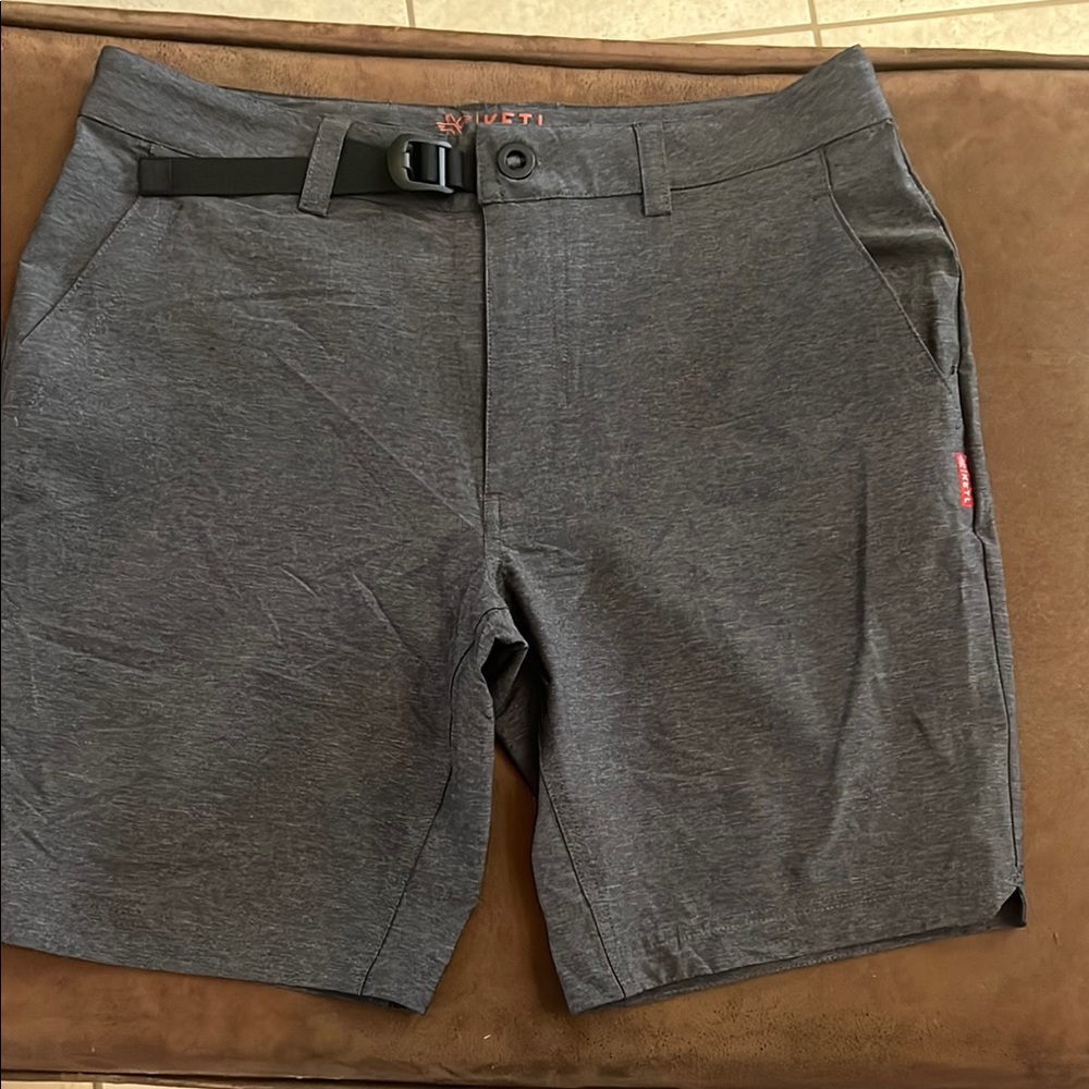 Gray Flat Front Shorts with Streamlined Fit